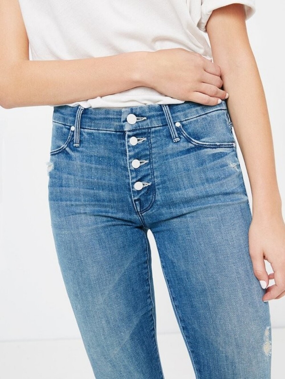 MINT!!!! MOTHER Denim Pixie Jeans in Graffiti Girl SZ 26 -White Button Fly